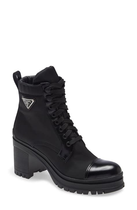 prada boots women's shoes|Prada block heel combat boots.